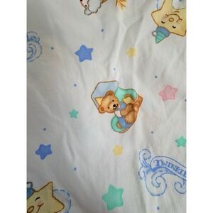 Twinkle Twinkle Rub A Dub Teddy Bear Stars Sheep Vintage Crib Sheet Light‎ Blue